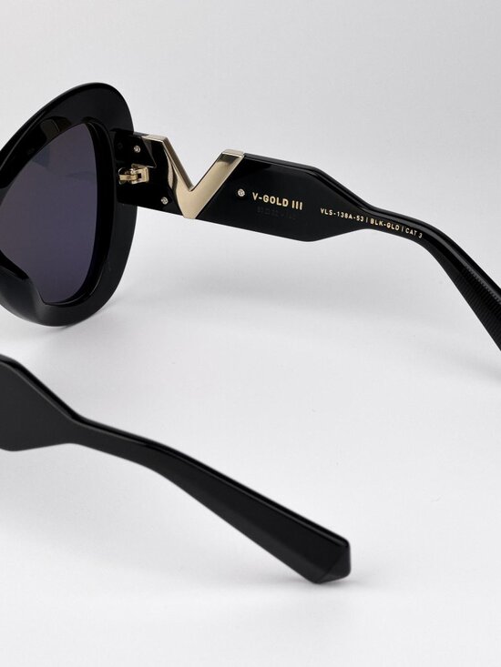 Valentino V-GOLD III VLS-138 A Oversized Butterfly Sunglasses – Shiny Black / Gr main image 7